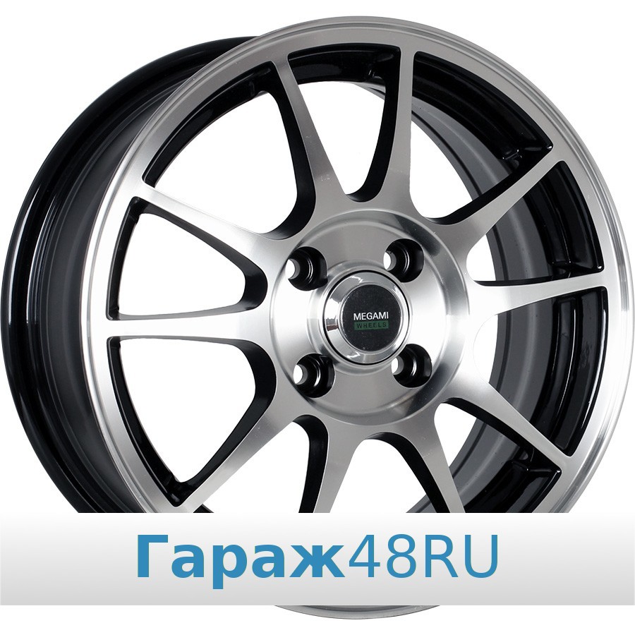 Megami MGM-5 R15 / 6J PCD 5x100 ET 38 ЦО 57.1 Литые Черный глянцевый с полированной лицевой поверхностью